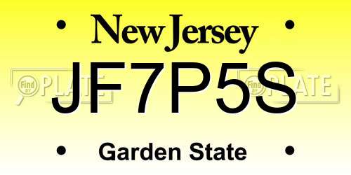 JF7P5S New Jersey License Plate