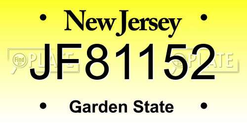 JF81152 New Jersey License Plate