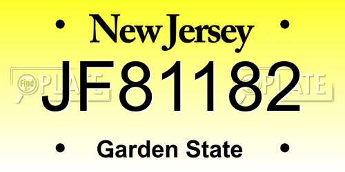 JF81182 New Jersey License Plate