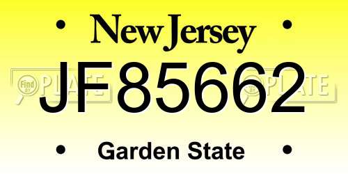 JF85662 New Jersey License Plate