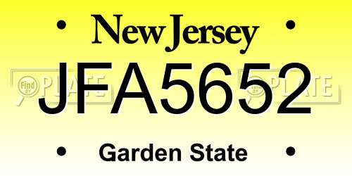 JFA5652 New Jersey License Plate