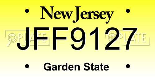 JFF9127 New Jersey License Plate