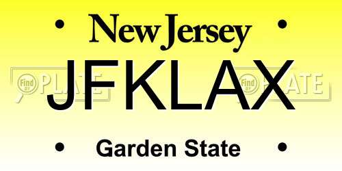 JFKLAX New Jersey License Plate