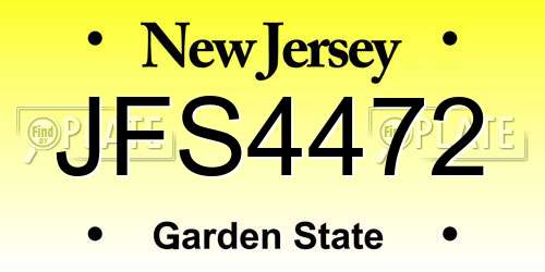 JFS4472 New Jersey License Plate