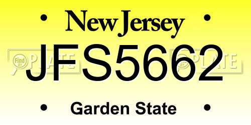 JFS5662 New Jersey License Plate