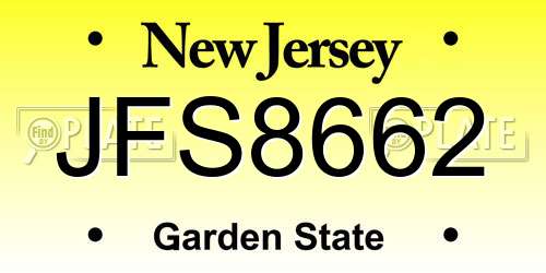JFS8662 New Jersey License Plate
