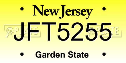 JFT5255 New Jersey License Plate