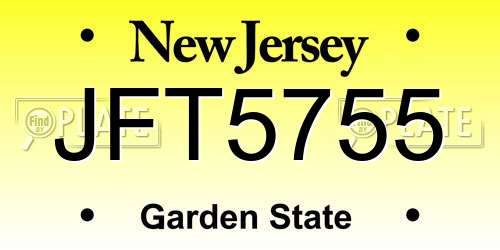 JFT5755 New Jersey License Plate