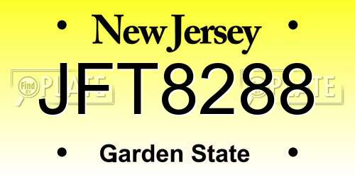 JFT8288 New Jersey License Plate