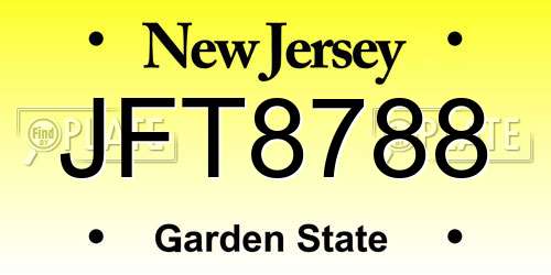 JFT8788 New Jersey License Plate