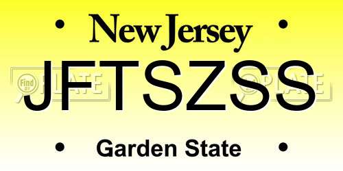 JFTSZSS New Jersey License Plate