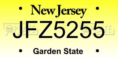 JFZ5255 New Jersey License Plate
