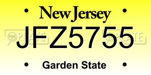 JFZ5755 New Jersey License Plate