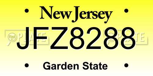 JFZ8288 New Jersey License Plate