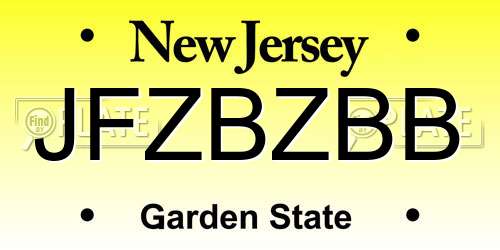 JFZBZBB New Jersey License Plate