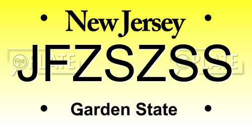 JFZSZSS New Jersey License Plate