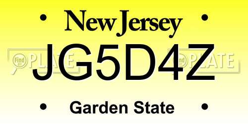 JG5D4Z New Jersey License Plate