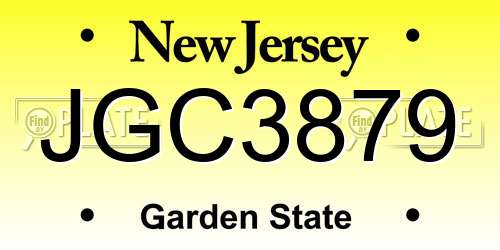 JGC3879 New Jersey License Plate