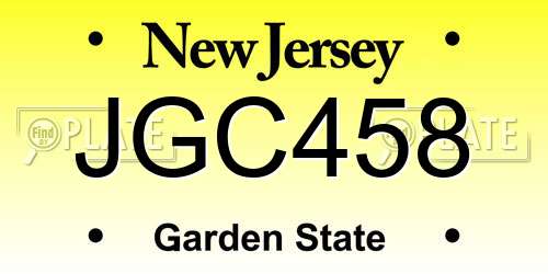 JGC458 New Jersey License Plate