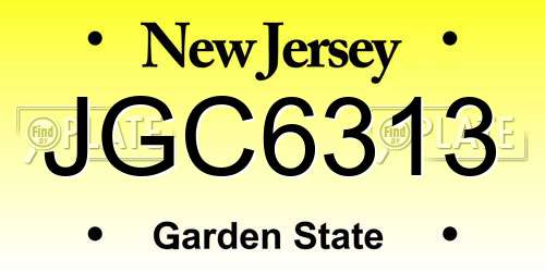 JGC6313 New Jersey License Plate