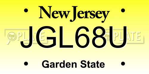 JGL68U New Jersey License Plate