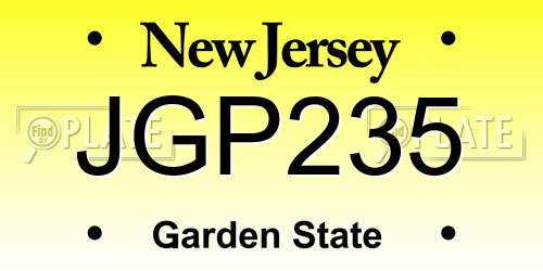 JGP235 New Jersey License Plate