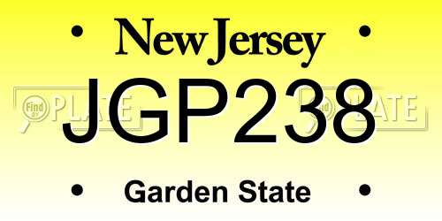 JGP238 New Jersey License Plate