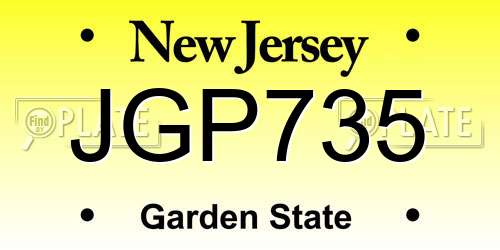 JGP735 New Jersey License Plate