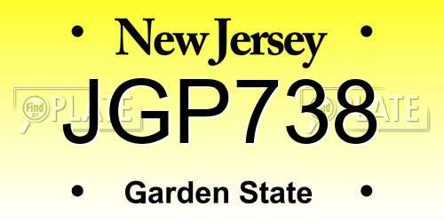 JGP738 New Jersey License Plate