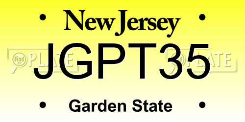 JGPT35 New Jersey License Plate
