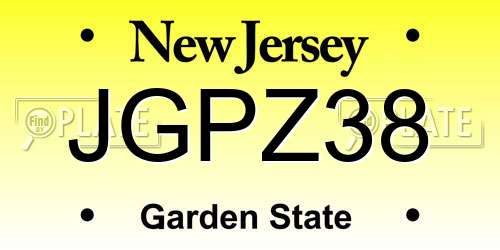 JGPZ38 New Jersey License Plate