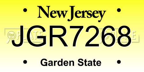 JGR7268 New Jersey License Plate