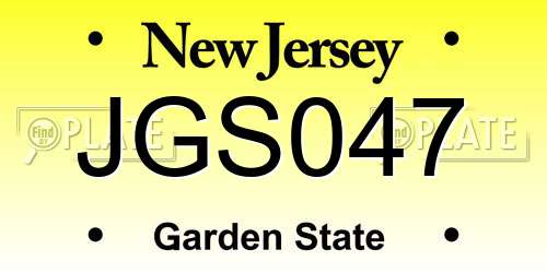 JGS047 New Jersey License Plate