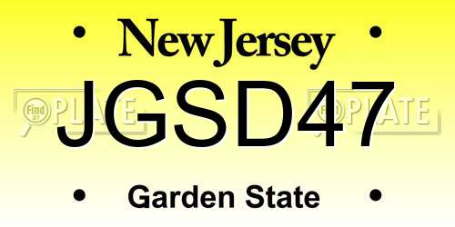 JGSD47 New Jersey License Plate