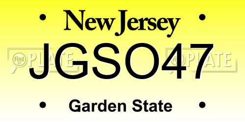 JGSO47 New Jersey License Plate