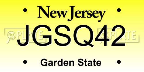 JGSQ42 New Jersey License Plate