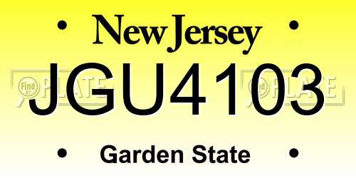 JGU4103 New Jersey License Plate