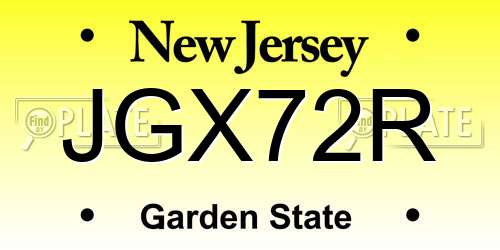 JGX72R New Jersey License Plate
