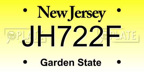 JH722F New Jersey License Plate