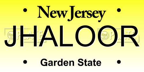 JHALOOR New Jersey License Plate