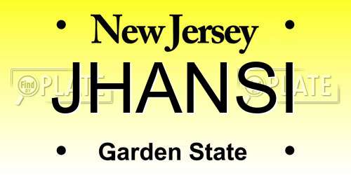 JHANSI New Jersey License Plate