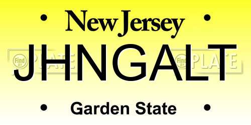 JHNGALT New Jersey License Plate