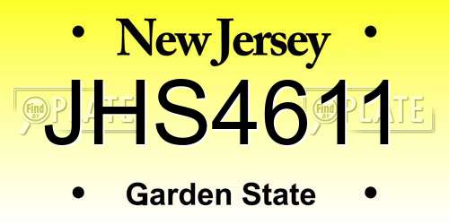 JHS4611 New Jersey License Plate