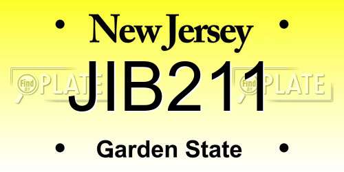 JIB211 New Jersey License Plate