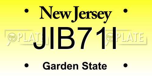 JIB71I New Jersey License Plate