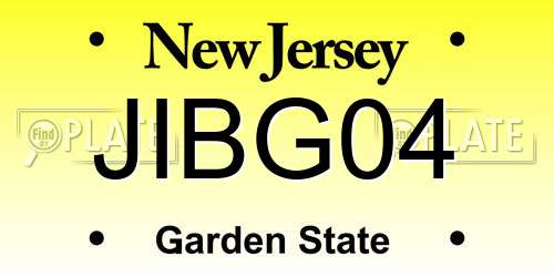 JIBG04 New Jersey License Plate