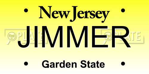 JIMMER New Jersey License Plate