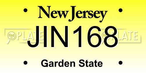 JIN168 New Jersey License Plate