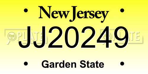 JJ20249 New Jersey License Plate