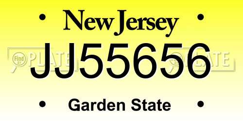 JJ55656 New Jersey License Plate